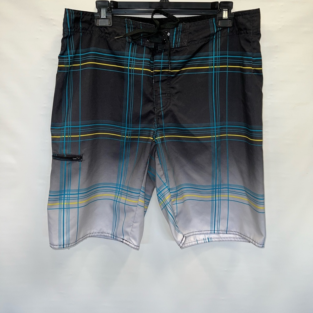 Hang Ten Shorts Mens 34 Multicolor Drawstring Polyester Zip Pockets Hybrid